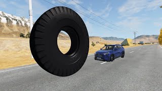 Toyota RAV4 vs Large Tire 😱 BeamNG.Drive