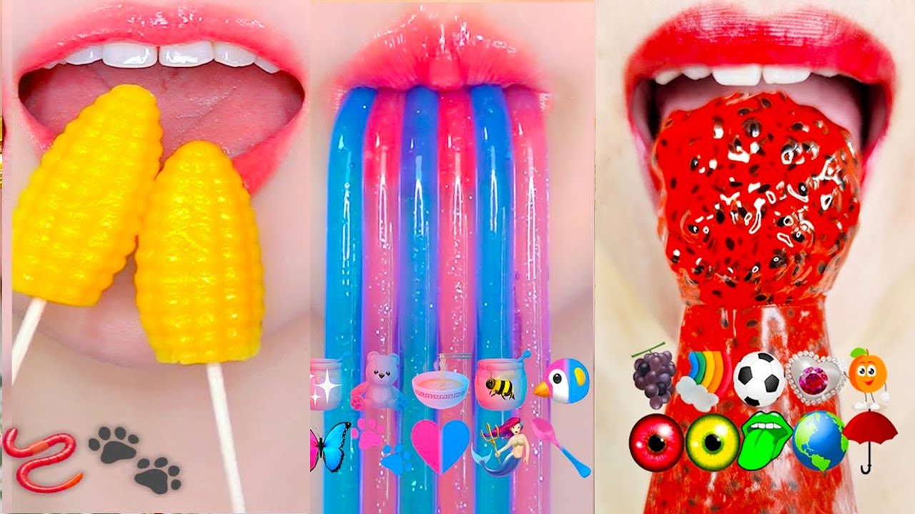 ASMR Satisfying Eating Emoji Food Challenge Dango Gummies Tanghulu 2025 Part#5