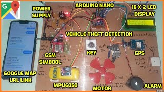 MPU6050 + GPS + GSM + Arduino Nano + Vehicle Tracking & Theft Detection Google Map URL Link on Phone