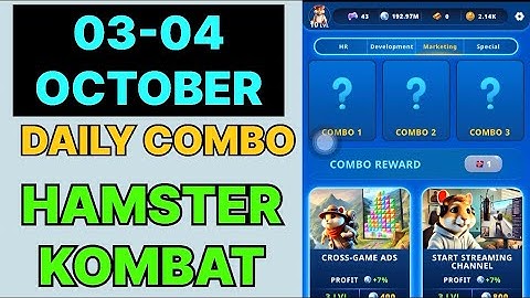 HAMSTER KOMBAT GAMEDEV DAILY COMBO | HAMSTER KOMBAT DAILY COMBO | 03 OCTOBER HAMSTER DAILY COMBO