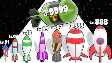 Merge Rockets - Level Up Rockets Max Level Gameplay (Merge Rockets Digger)