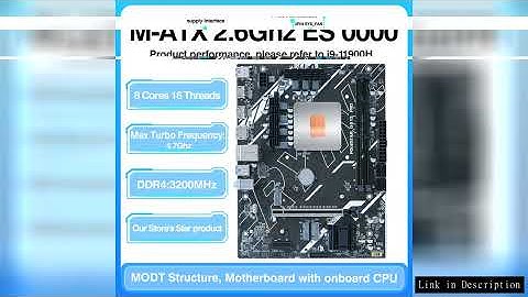 DIY Gaming Computer Motherboard with Onboard 11th Kit IntelCore CPU 0000 ES 2.6GHz (Refer to Kit i9