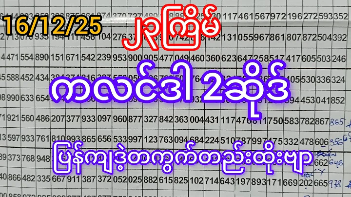 23ကြိမ် *ကလင်ဒါ ၂ ဆိုဒ် **ဒဲ့ ပြန်ကျတကွက်တည်းထိုး **အများရအောင်လေး shareပေးကြဗျာ 16/12/25#lottery 