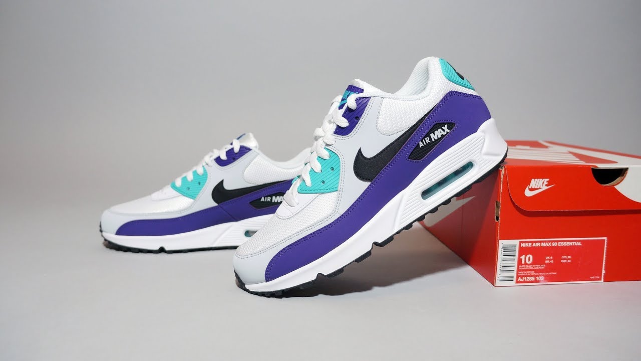 nike air max 90 essential white purple