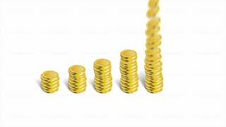 Stacked coins animation on white background. Finance business investment and success dollar stack.
