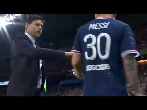 Messi&#39;s reaction after being substed/ PSG vs LYON