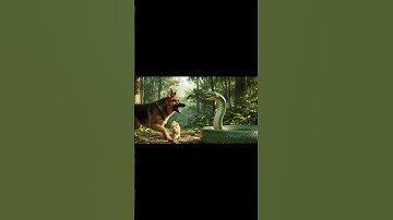 A puppy rescuing a kitten from an anaconda attack. You Won