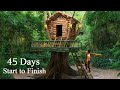 Full 45 days alone in the forest build a warm house for yourself with your own hands