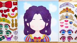 [Sticker Play] 공주 스타일 소녀 얼굴과 모습을 악세사리 스티커로 꾸미기 | Decorate Princess Face with Accessory Stickers