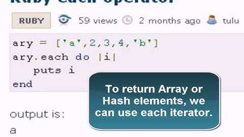 Ruby Tutorial:Ruby each operator