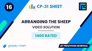 #16 Arranging The Sheep | Video Solution | 1400 Rated | TLE CP-31 Sheet | Best Codeforces Problems