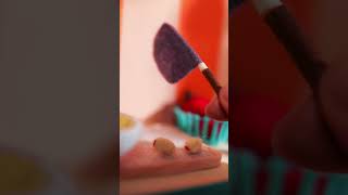 Cooking with Wool BTS: Scrambled eggs with tomatoes|Stop Motion Animation