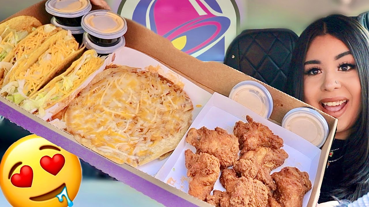 EATING Taco Bell NEW Ultimate Game Day Box (wings, mexican pizza, crunchy tacos!) MUKBANG!!! asmr