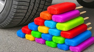 Crushing Experiments! &Car vs Crunchy Rainbow Giant Sline Balloons & Soft Things By Car