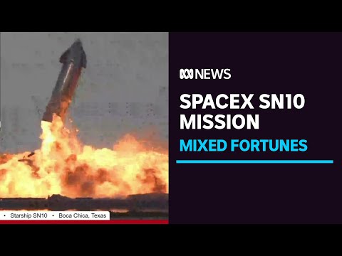 SpaceX Starship SN10 prototype successfully lands before exploding in flames | ABC News