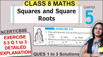 CBSE Class 8th Maths NCERT Chapter 5 Exercise 5.3 Ques 1, 2 & 3 Solution | Squares and Square Roots