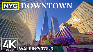 4K Walking Tour through the Largest US City  Walking through Downtown New York + Real City Sounds