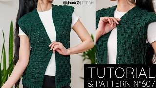 How to Crochet a Sleeveless Cardigan Pattern Tutorial DIY