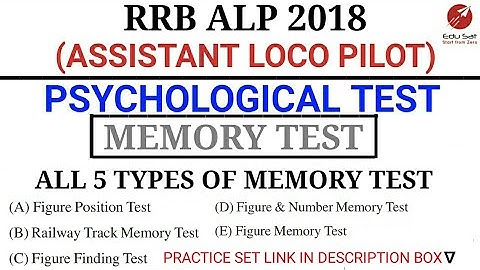 MEMORY TEST | ALL 5 TYPES | ASSISTANT LOCO PILOT 2018 | PSYCHO TEST EXAM