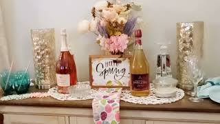 SIMPLE SPRING BARCART/ SERVER STYLING USING PASTEL COLORS, #SPRINGBARCART 2022