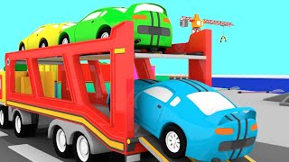 TRANS PORTER!  How many Racing Cars?  Christmas Cartoon Cars  Cartoons for Kids!