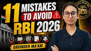 11 Mistakes to Avoid to Clear RBI Grade B 2026 Exam | RBI Grade B Notification 2026 | Davinder Mam
