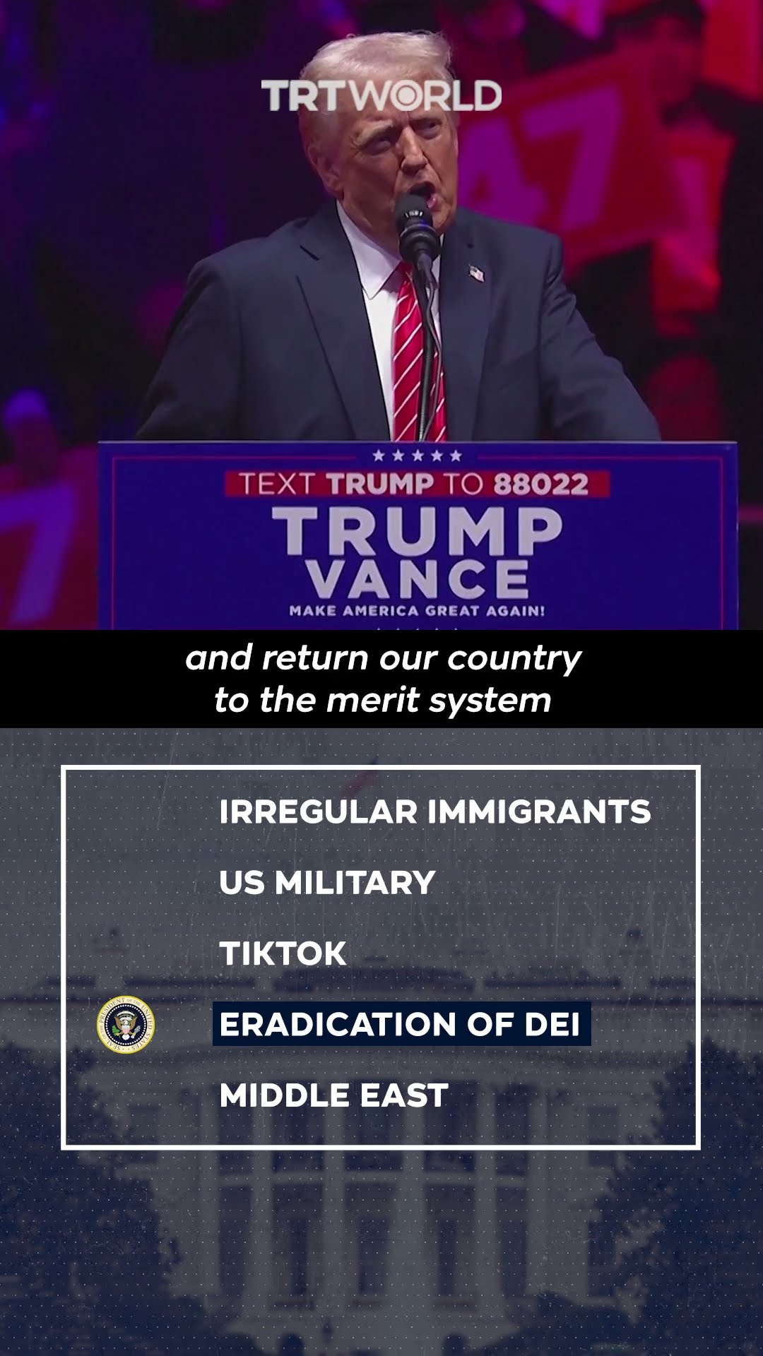 What is Donald Trump vowing to do during his new term?