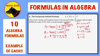 Formulas in Algebra (10 EXAMPLES!)