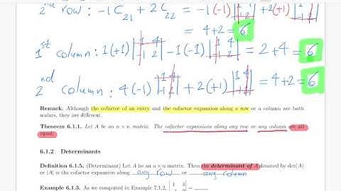 Linear Algebra 6.1 - Cofactor Expansion and Determinants (3 of 5)