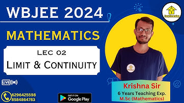 WBJEE 2024 Mathematics Preparation | Limit & Continuity Lec 02 | By Krishna Sir | By Easy2Learning |