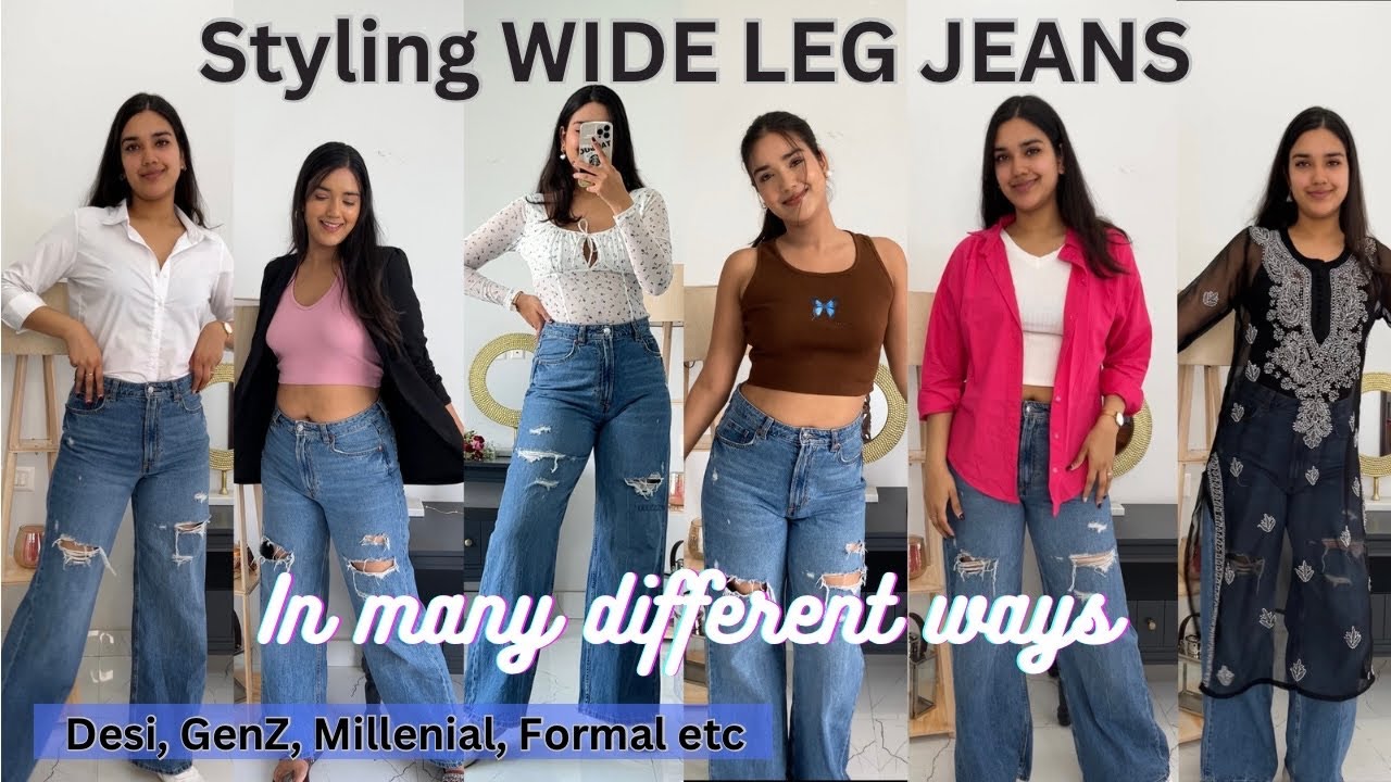 How to Style WIDE LEG JEANS in Many Ways | GenZ, Office, Desi, Formal ...