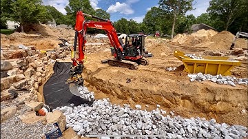 Placing Rip Rap w/ Kubota KX080-4 and Engcon Tilt Rotator
