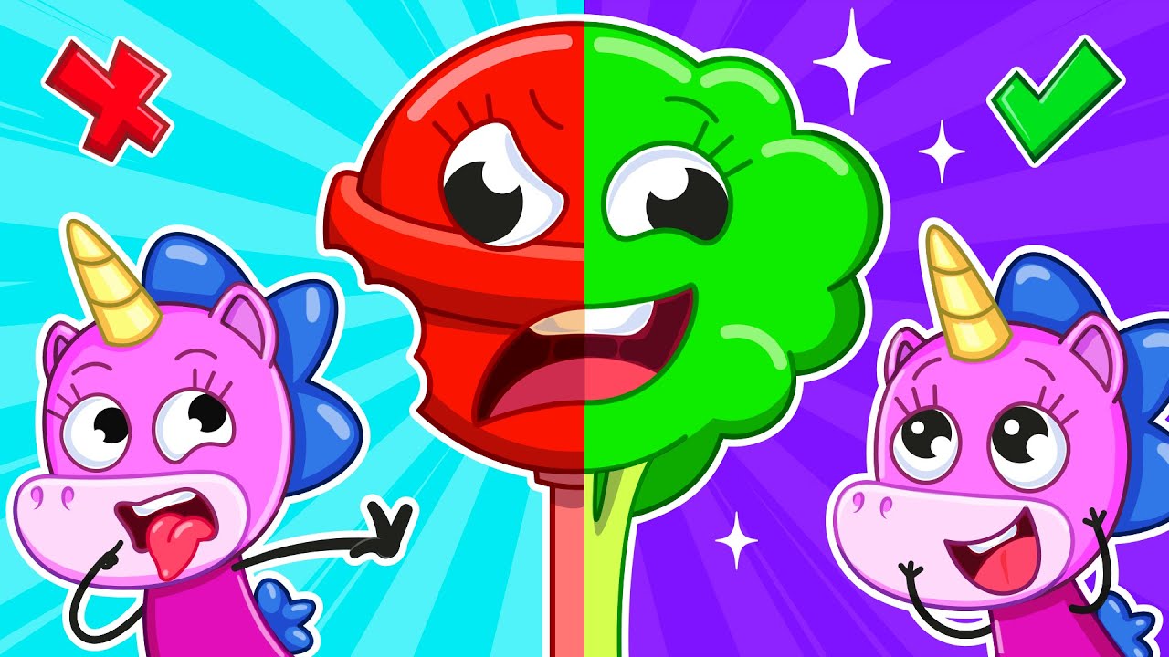 Défi nourriture saine vs malbouffe | Apprendre des habitudes saines pour les enfants 🍭🥦|Petite Mimi🦄