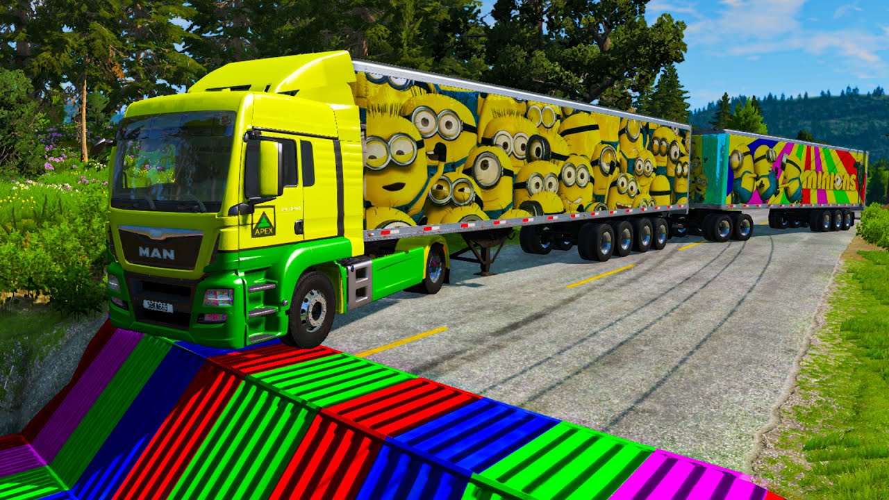 Trucks vs Upside Down Speed Bumps Speed Bumps BeamNG.Drive YouTube