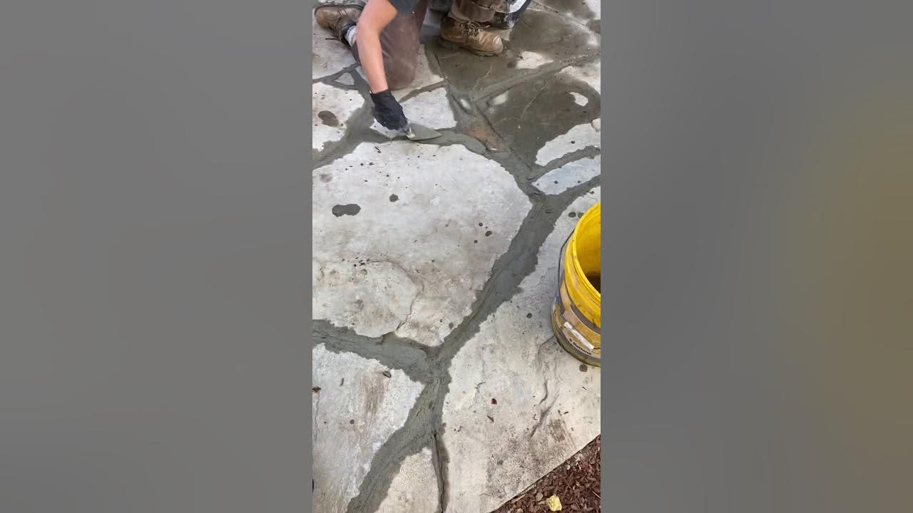 Motoring a flagstone patio adding mortar to joints YouTube