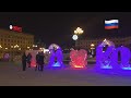 Ice sculptures and Christmas market in Khabarovsk, Russia