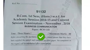 [2018] Mdu BCom Hons 1st Sem Business Communication Question Paper #MduQuestionPaper