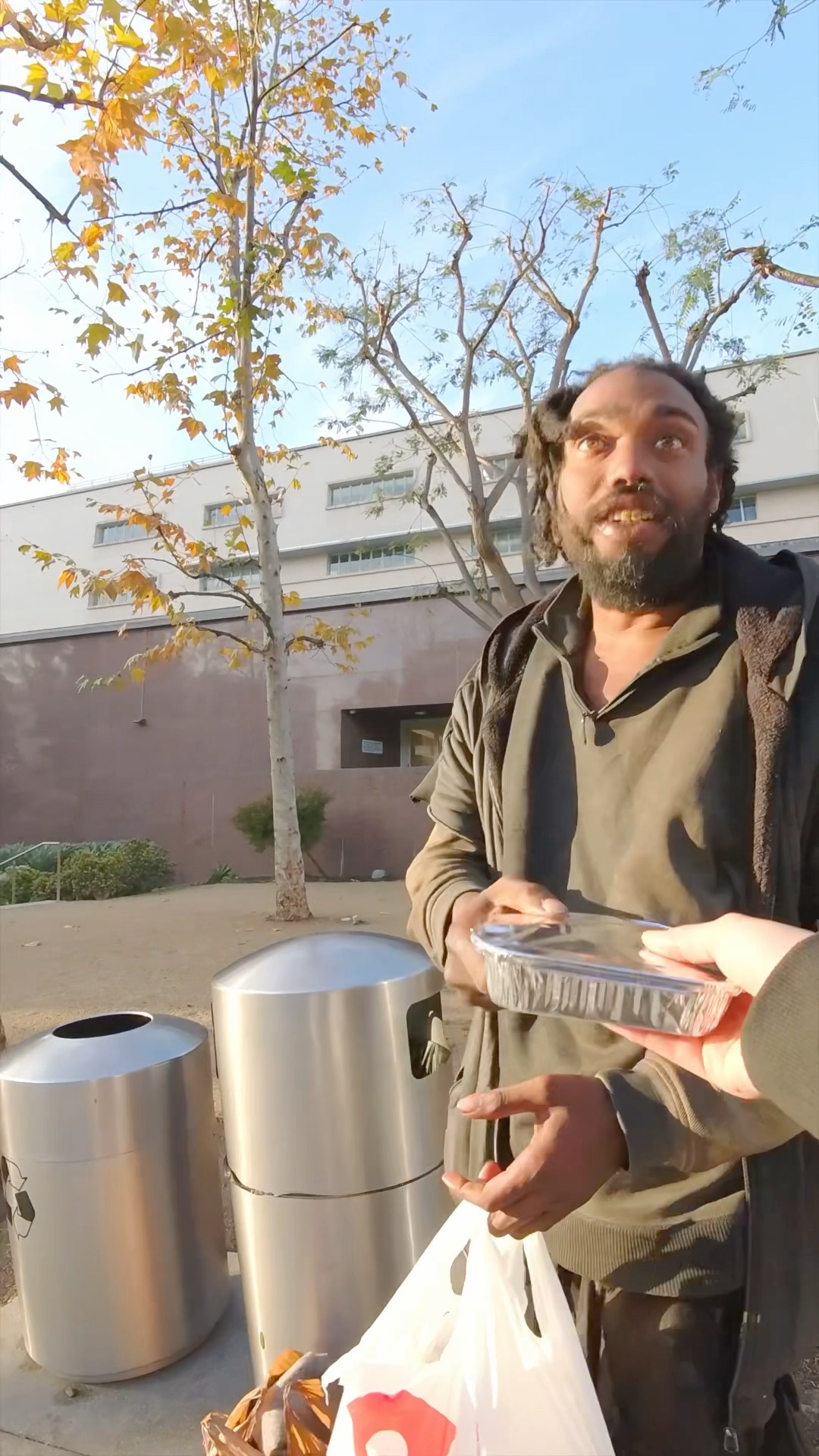 Giving away food in LA Downtown