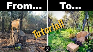 How To Easily turn your annoying tree Stump into Usable Furniture with your Chainsaw!