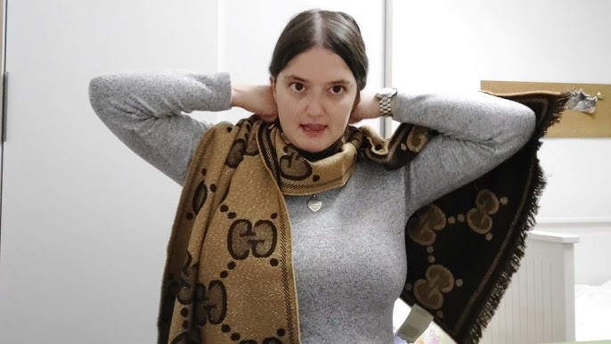 NEW Louis Vuitton Rose Petale denim monogram scarf vs Gucci GG Jacquard  scarf comparison 