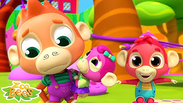 Lima Monyet Kecil Lompat di Kasur Lagu Untuk Bayi oleh Zoobees