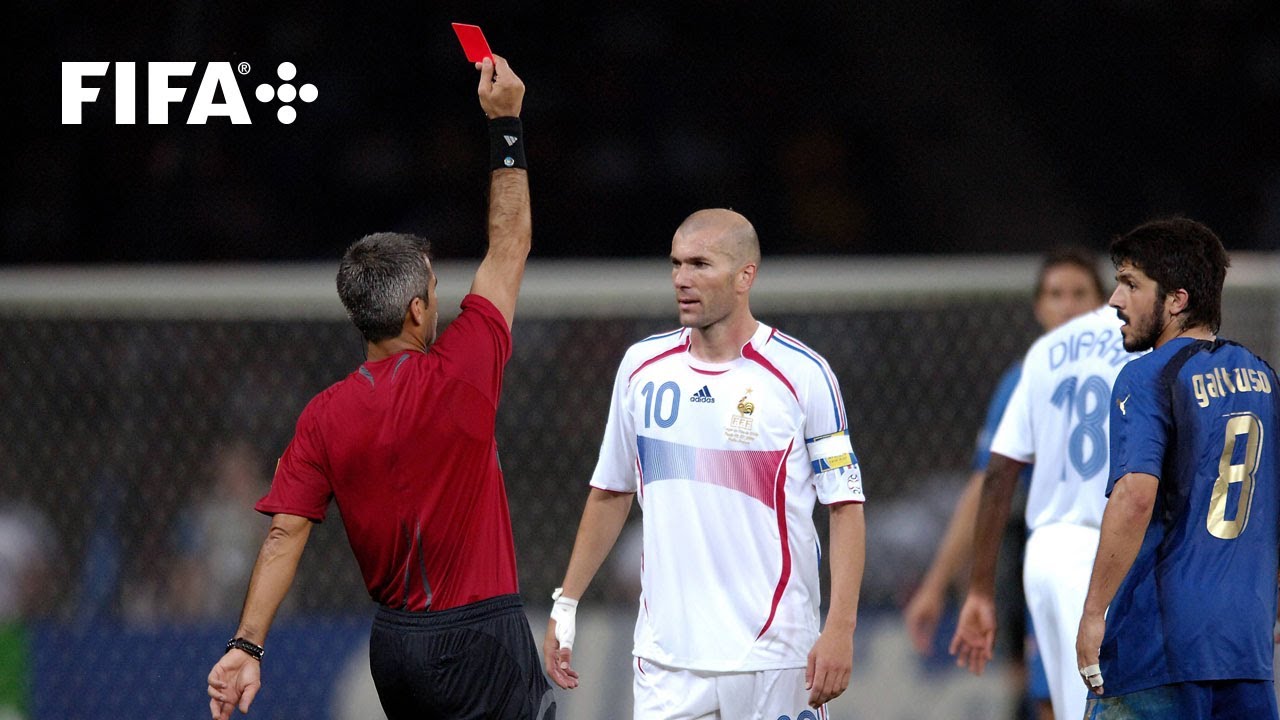 Zinedine Zidanes final moments as a footballer  Red card v Italy at FIFA World Cup Germany 2006