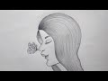 How to draw a girl with butterfly for beginners  pencil sketch  draw so cute girl