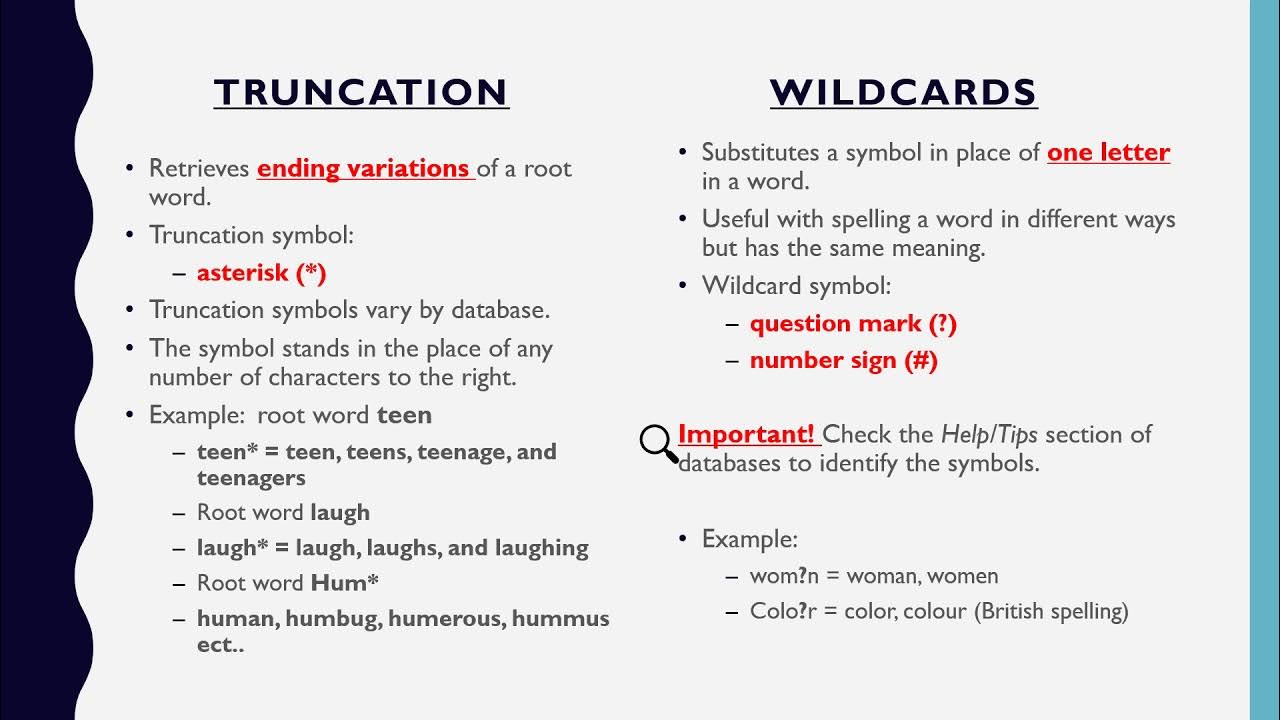 Truncation and wildcards youtube