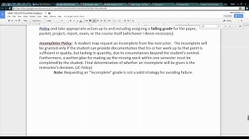 Math 133 Online Syllabus Overview - 2 of 2