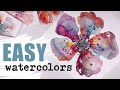 How i watercolor paint  doodle simple flower from dots  most effortless  painting lessons