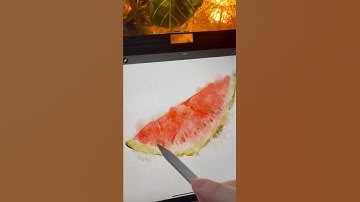 Painting a watermelon using Procreate’s watercolor brushes. #digitalart #art #digitalwatercolor