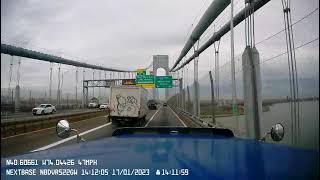 Crossing Verrazzano Narrows bridge into Brooklyn