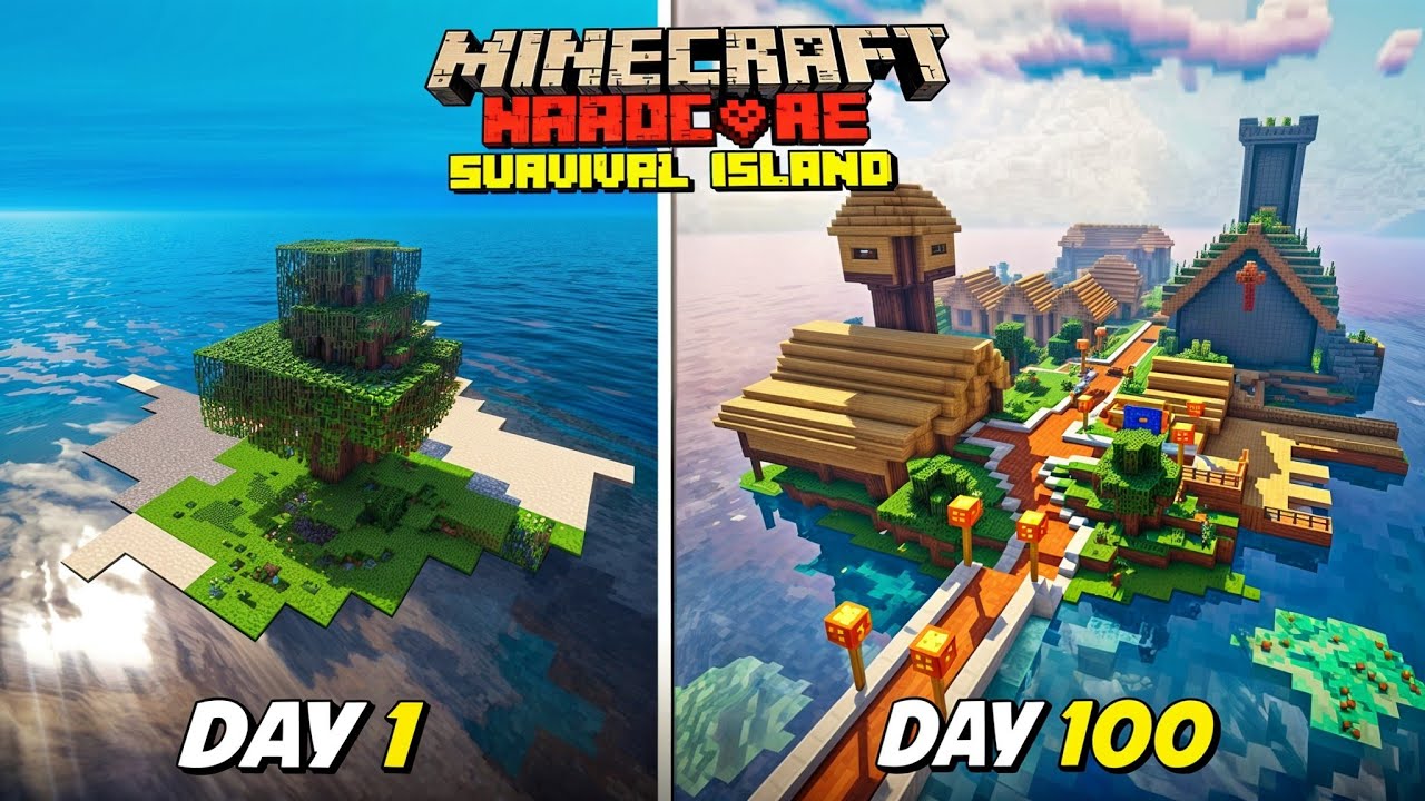 I SURVIVED 100 DAYS ON A SURVIVAL ISLAND IN MINECRAFT POCKET EDITION ...