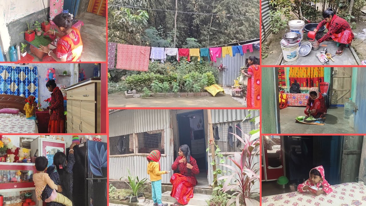 সংসার টাকে স্বর্গ এর মতো সাজিয়ে গুছিয়ে রাখতে চাই তাই তো ভোর বেলা থেকে সংসারের কাজ গুলো এইভাবে করি/
